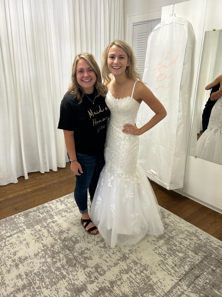 Johanna and her Maid of Honor at her Seamstress Pick-Up Appointment